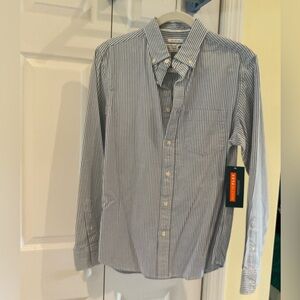 🆕Old Navy-Oxford Stripe Button Down Shirt (Built in Flex) Blue/White, Size S NWT